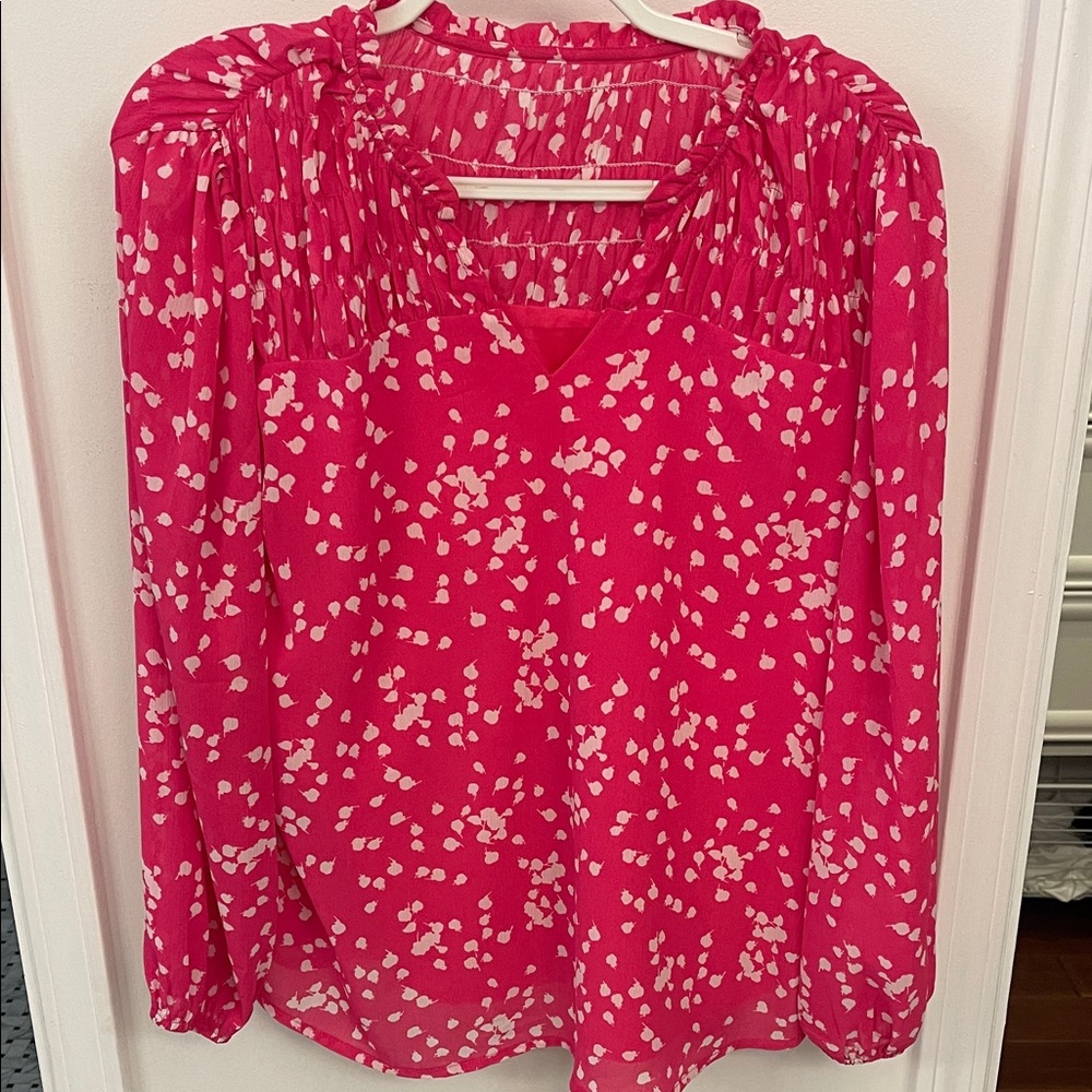 Women’s Pink Printed Long-Sleeve Blouse
